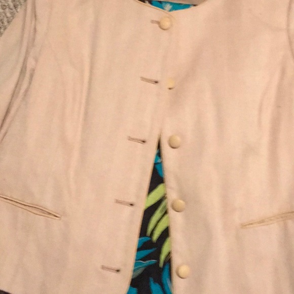 EUC,DANA BUCHMAN,LINED LINEN SLACKS,INC CAMISOLE,CROPPED BLAZER,BUTTONS ON CUFFS - Picture 8 of 13